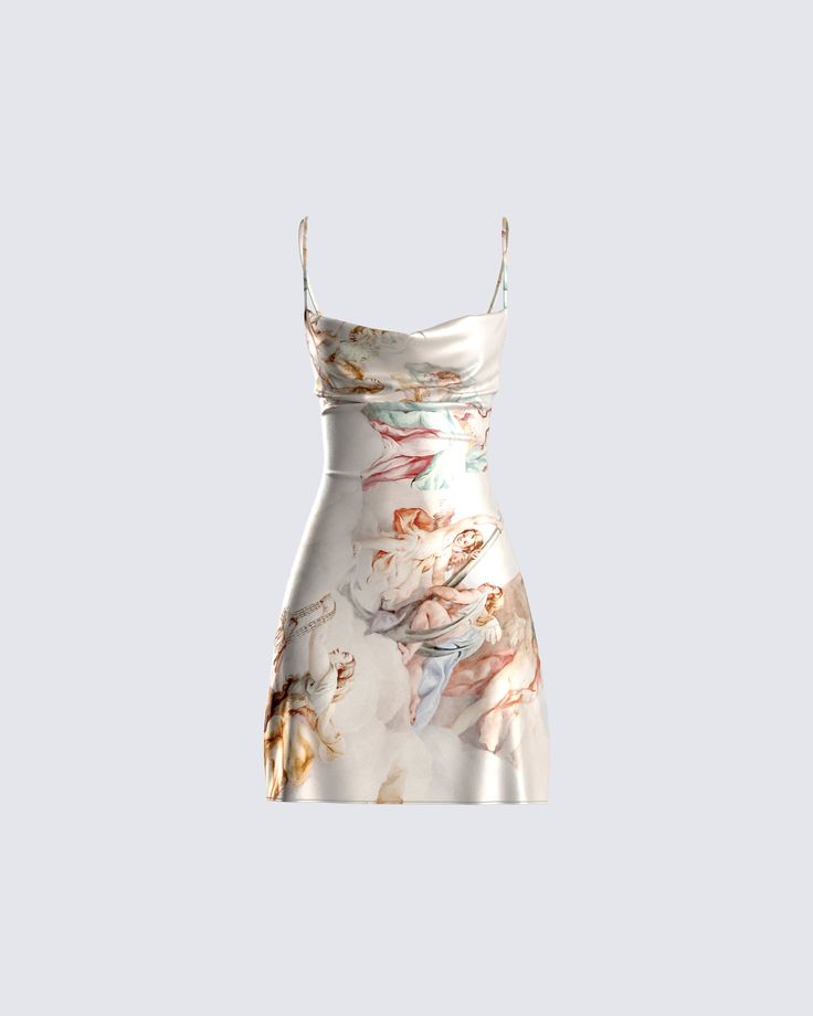 Babe, you're priceless - make sure they know it 🌟 Turn yourself into a walking masterpiece with this gorgeous renaissance print midi dress. Made from satin, and complete with a draped neckline 🎨 Note: Each dress is uniquely different due to the nature of the print ✨ Fame Clothes, White Corset Dress, Oh Polly Dresses, Chain Dress, Mode Inspo, Glam Dresses, Hoco Dresses, Fancy Outfits, Lookbook Outfits