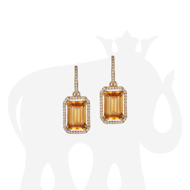 JE0130-CT 'Gossip' Citrine Emerald Cut Diamond Set Earrings with Diamond Hoops in 18K Yellow Gold. Hoops can be worn separately Stone Size: 12 x 8 mm Diamonds: G-H / VS, Approx Wt: 0.40 Cts Formal Yellow Gold Earrings With Gemstone Accents, Luxury Yellow Gold Citrine Earrings, Exquisite Gold Earrings With Gemstone Accents, Formal Yellow Gold Topaz Earrings, Luxury Yellow Gold Topaz Earrings, Luxury Topaz Earrings For Formal Occasions, Elegant Formal Citrine Earrings, Luxury Citrine Jewelry With Matching Earrings, Elegant Gia Certified Gold Jewelry