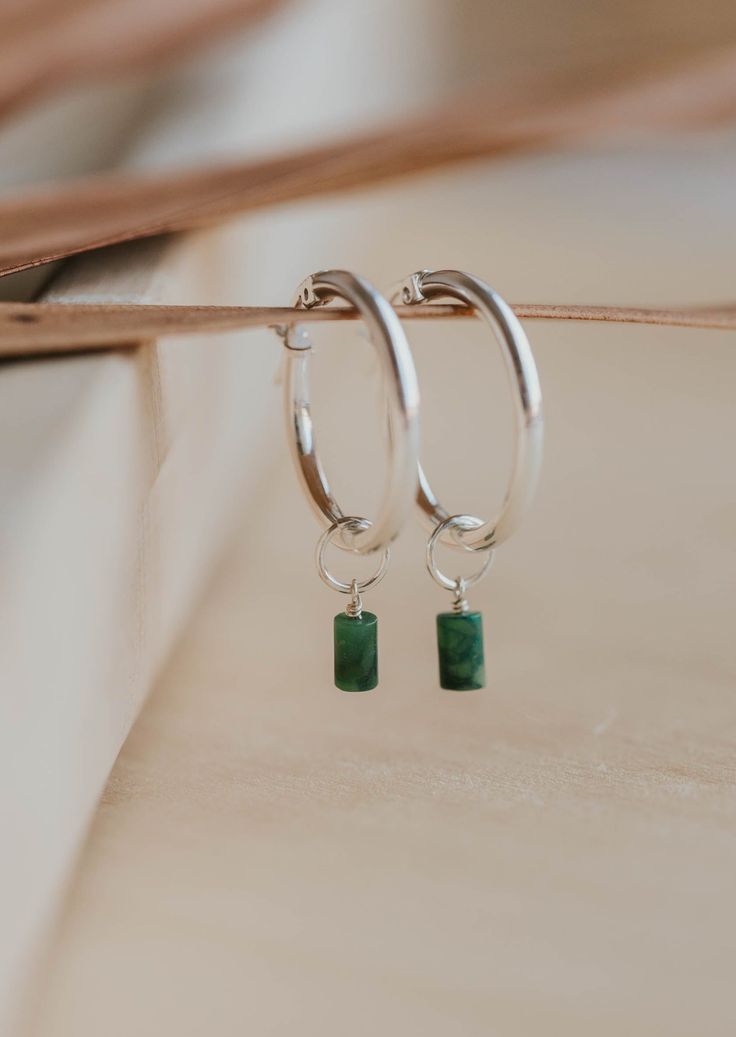 silver hoop earring with gemstones Queer Jewelry, Hoops With Charms, Adornment Jewelry, Everyday Wear Jewelry, Hoop Charms, Sterling Silver Charms, Square Earrings, Jewelry Inspo, Silver Hoops