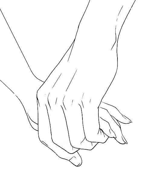 two hands holding each other's hand in black and white coloring book style illustration