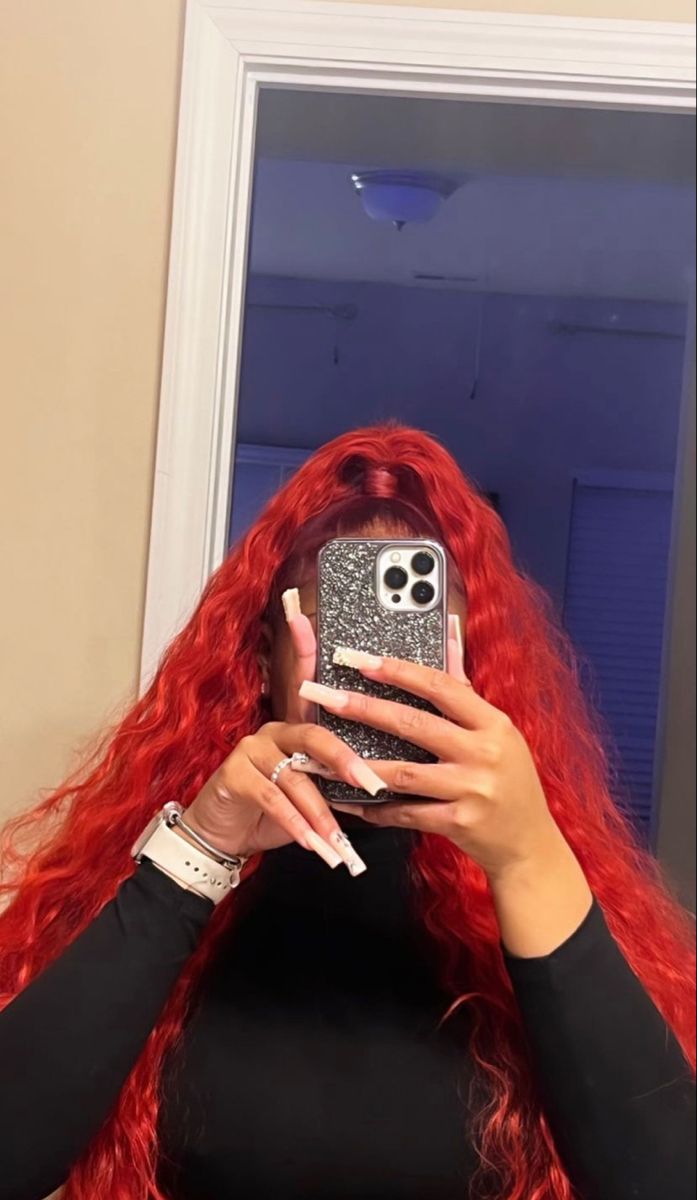 Red Middle Part Quick Weave Leave Out, Red Half Up Half Down Quick Weave, Half Up Half Down Hair Red, Red Middle Part Sew In Weave, Half Up Half Down Red Hair, Red Hair Half Up Half Down, Red Half Up Half Down, Red Side Part Quick Weave, Pretty Braided Hairstyles Half Up