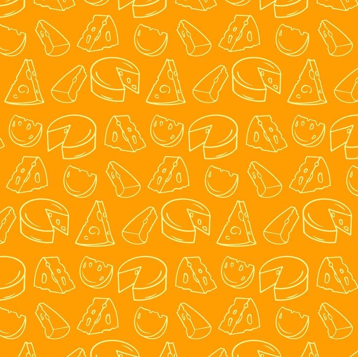 an orange background with different types of cheese