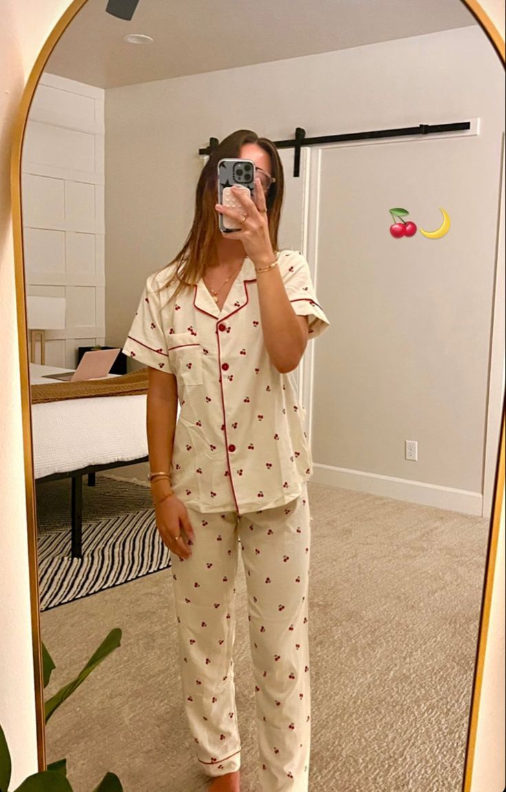 Night Pyjamas For Women, Night Dress Pajama Set, Night Pajama Set, Night Dress For Women Shirt Pant, Button Up Pjs Pajama Set, Cherry Pajama Set, Pjs Aesthetic Sleepwear, Cute Night Suits For Women, Christmas Outfit At Home