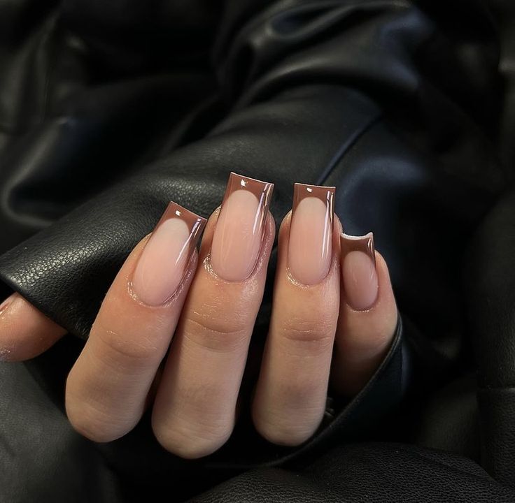 Trending Nail Colors, Short Classy Nails, Nail Colors And Designs, Brown Acrylic Nails, Brown French, Work Nails, French Tip Acrylic Nails, Fall Acrylic Nails, Classy Acrylic Nails