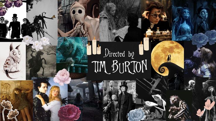 a collage of halloween images with the words directed by tim burton on it and people dressed in costumes