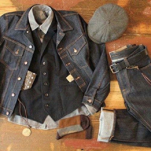 peep the jacket pockets! Peter Fields Denim And Boots, American Workwear, Western Apparel, Denim Workwear, Denim Boots, Boots Western, Rugged Style, Mens Fashion Fall, Winter Outfits Men