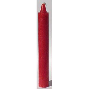 a red candle is shown on a white background