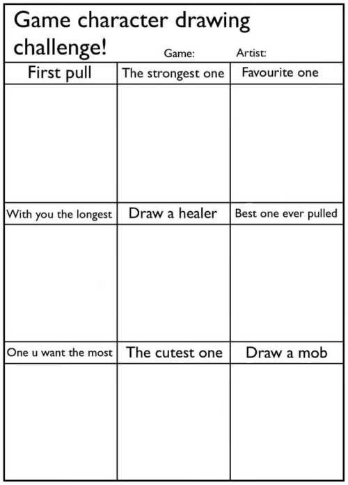 the game character drawing worksheet for children to learn how to draw and write