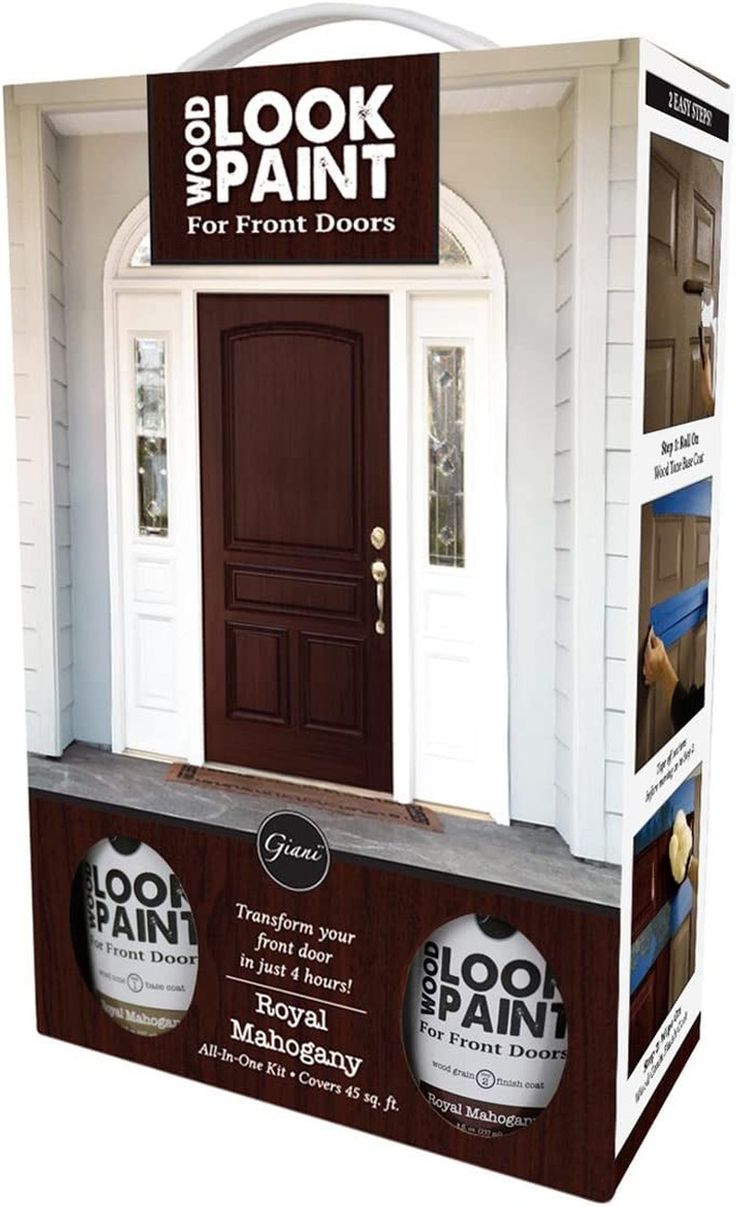 Wood Look Paint, Interior Doors Black, Door And Trim Paint, Farmhouse Swag, Painted Exterior Doors, Entry Steps, Easy Home Upgrades, Garage Door Paint, Exterior Door Colors