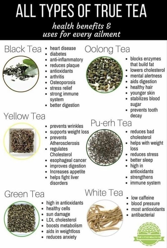 an image of all types of teas and their uses for every element in the recipe