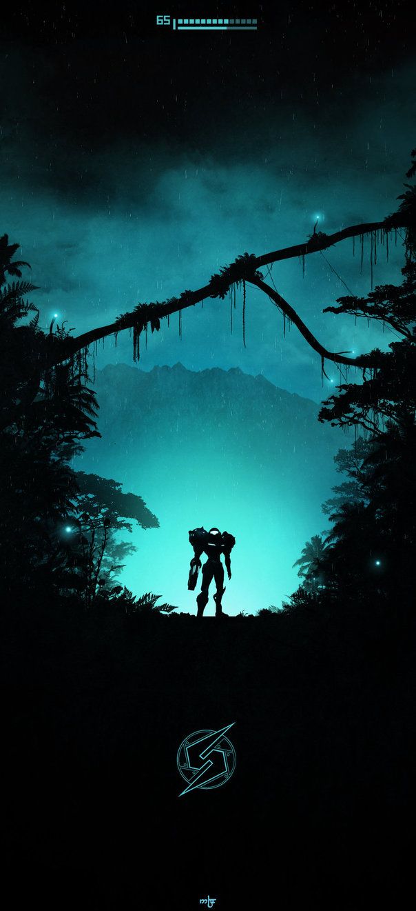 a man standing in the middle of a forest at night