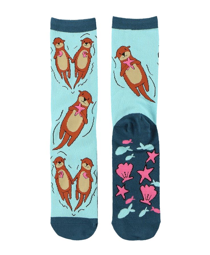 Add some cuteness to your footwear with our Otter Crew socks. These crew socks feature a cute and fun all over otter design. Our crew socks are made from a quality blend of 75% cotton, 15% nylon and 10% spandex. ƒ?› 75% Cotton, 15% Nylon, 10% Spandexƒ?› Contrasting Heel & toeƒ?› 2 ply yarn for comfort & durabilityƒ?› PreshrunkSizes:One size - Women Shoe 5-10
One size - Men Shoe 4.5-7.5 Otter Design, Lots Of Socks, Silly Socks, Socks Funny, Comfy Socks, Sock Drawer, Crew Sock, Socks For Men, Warm Socks