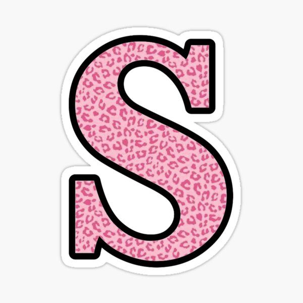 the letter s in pink leopard print sticker