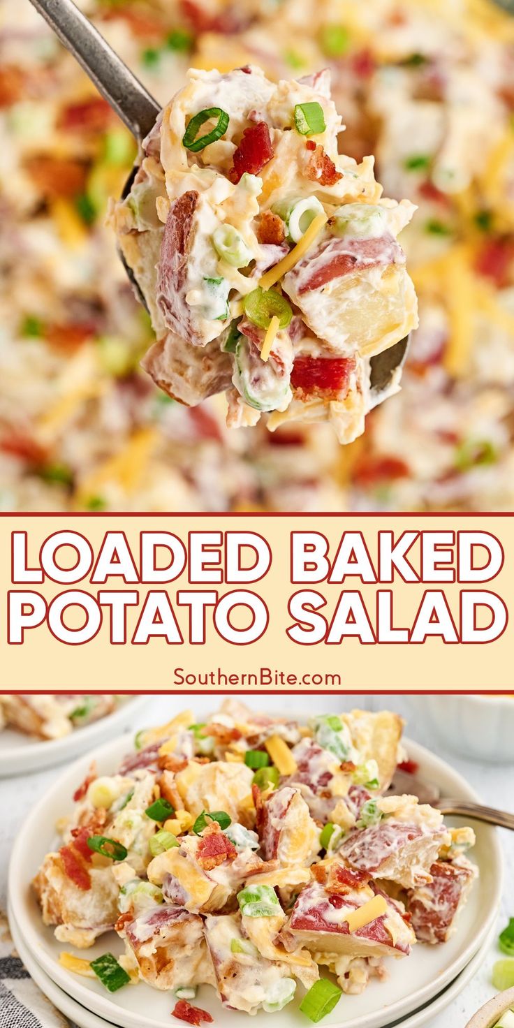 loaded baked potato salad with bacon and cheese