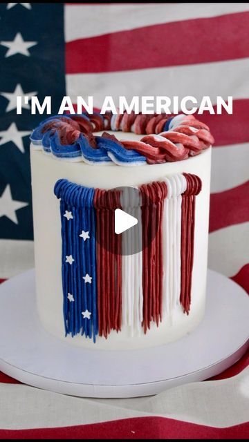 an american flag cake with the words i'm an american on it