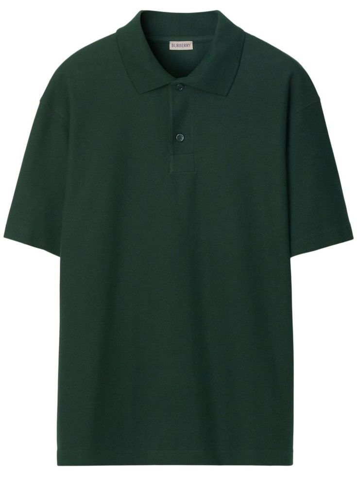 dark green cotton piqué weave signature Equestrian Knight motif front button placket classic collar drop shoulder short sleeves Green Polo Shirt, Riding Clothes, Green Polo Shirts, Embroidered Polo Shirts, Green Polo, Riding Outfit, Green Cotton, Button Placket, Drop Shoulder