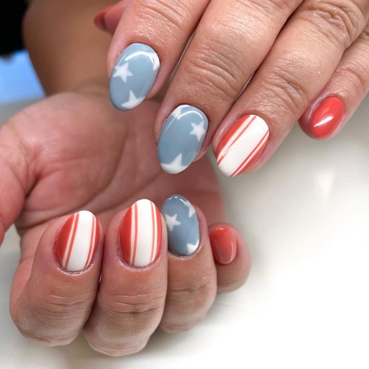 Summer Nails Luminary, Muted 4th Of July Nails, Light Blue 4th Of July Nails, Vintage 4th Of July Nails, Retro 4th Of July Nails, Minimal 4th Of July Nails, Neutral Fourth Of July Nails, 4th Of July Chrome Nails, Short Fourth Of July Nails