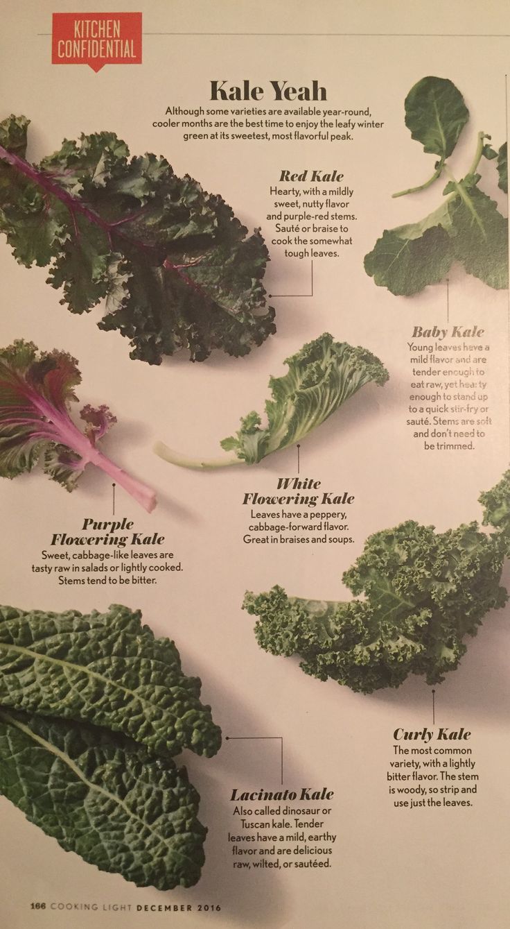 broccoli and kale are shown on a white board with information about them