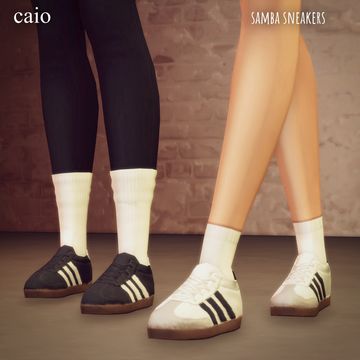 the legs and feet of two people wearing adidas sneakers