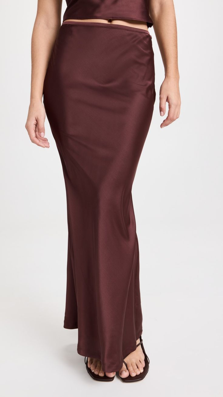 Fast Free Shipping & Free Returns on Lioness Hudson Satin Maxi Skirt at Shopbop. Shop new arrivals from Lioness at Shopbop.com Satin Maxi Skirt Outfit, Maxi Skirt Outfit Fall, Skirt Outfit Fall, Maxi Skirt Outfit, Burgundy Outfit, Satin Maxi Skirt, Skirt Midi, Satin Maxi, Outfit Fall