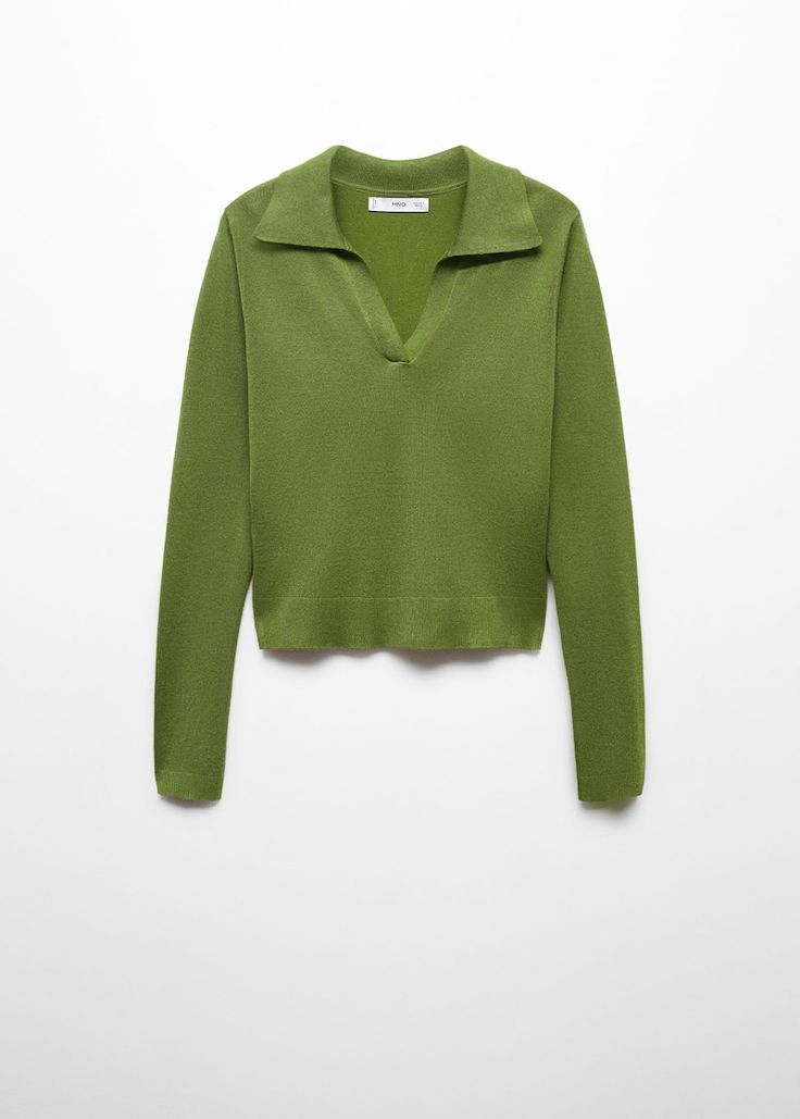 Search: sweaters women (413) | Mango USA Chic Long-sleeved Textured Knit Polo Sweater, Chic Textured Knit Polo Sweater For Work, Chic Knit Sweater With Ribbed Collar, Chic Knit Long Sleeve Polo Sweater, Modern Green Long Sleeve Tops, Chic Long Sleeve Fine Knit Polo Sweater, Chic Knit Polo Sweater With Long Sleeves, Green Tops With Ribbed Collar For Fall, Chic Ribbed Collar V-neck Sweater For Winter