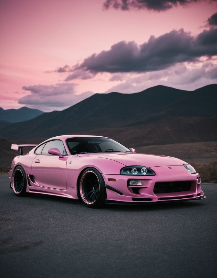 #cars #supras #beautifulsky's Pink Toyota Supra Mk4, Pink Toyota Supra, Pink Supra Mk4, Supra Mk4 Aesthetic, Pink Supra, Pink Toyota, Supra Car, Corvette L88, Modded Cars