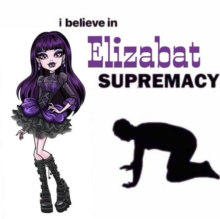 i believe in elizabeth supremacy by the shadow of a kneeling woman with purple hair