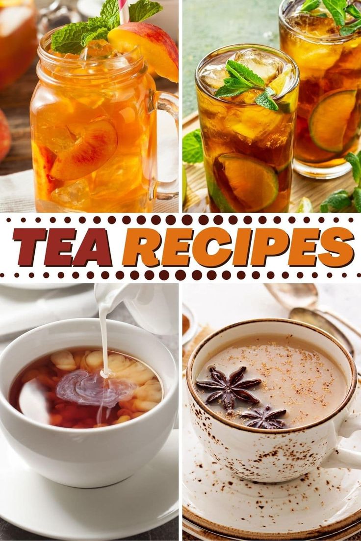 there are four different tea recipes in the pictures