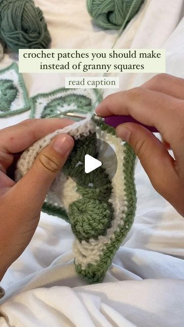 someone is crocheting a small green object on a white sheet with the words crochet matches you should make instead of granny squares