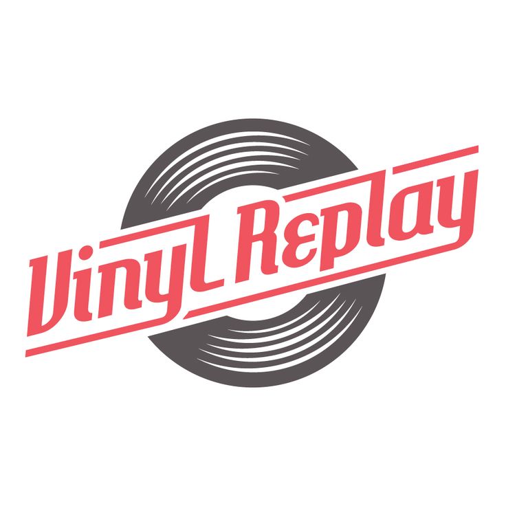 the logo for vinyl replay, which is red and black with white lettering on it