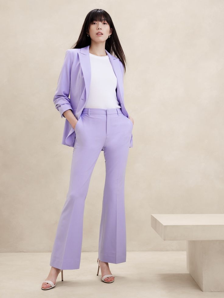 Sculpted Bootcut Pant | Banana Republic Factory Sleek Fitted Dress Pants For Spring, Spring Office Elastane Pantsuit, Spring Elastane Pantsuit For Office, Spring Stretch Elastane Pantsuit, Fitted Mid-rise Solid Dress Pants, Fitted Elastane Dress Pants For Spring, Fitted Mid-rise Dress Pants, Solid Mid-rise Fitted Dress Pants, Elastane Pantsuit For Business Casual