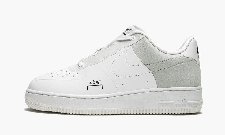 The A-COLD-WALL x Nike Air Force 1 Low �“White” is a limited edition collaboration by British designer Samuel Ross on the iconic silhouette. A-COLD-WALL’s high-end streetwear aesthetic is applied to the Air Force 1, which features a minimalist construction with a stitchless upper built with Nike’s Flyleather, a material that blends recycled leather and textile and maintains the look and feel of premium leather. The shoe also has a modified lacing system with eyelets only at the top and bottom of Samuel Ross, Nike Air Force One, A Cold Wall, Baskets Nike, Streetwear Aesthetic, Force One, Stadium Goods, Nike Air Force 1 Low, Recycled Leather