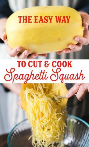 the easy way to cut and cook spaghetti squash for dinner or dessert is in minutes