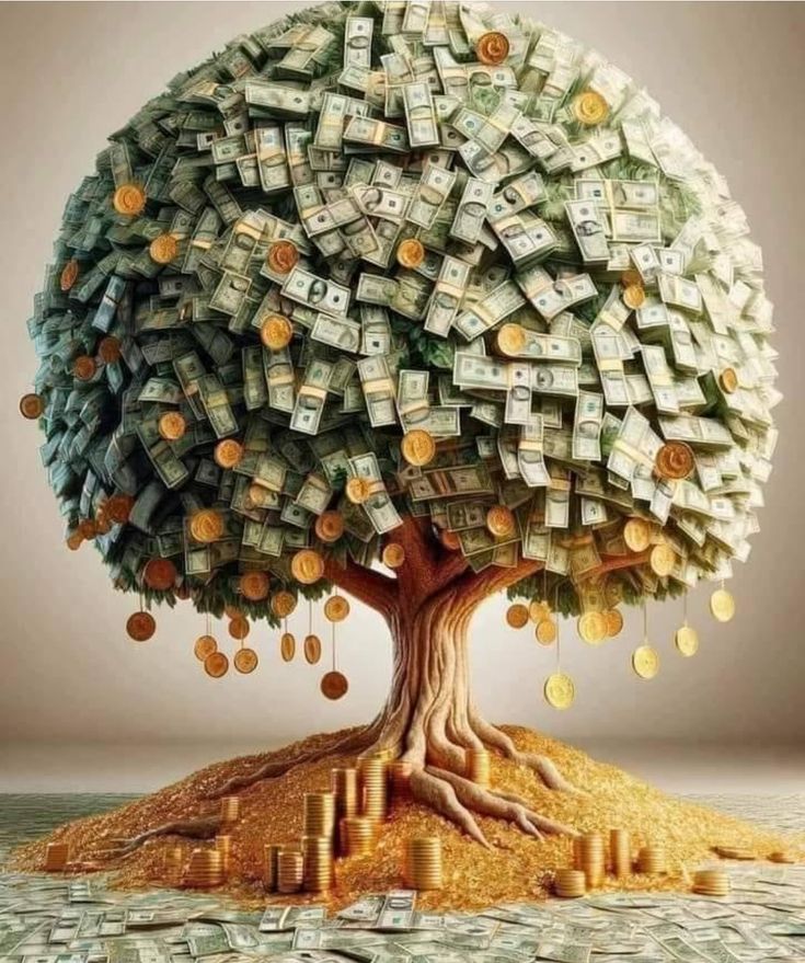 a tree with money growing out of it