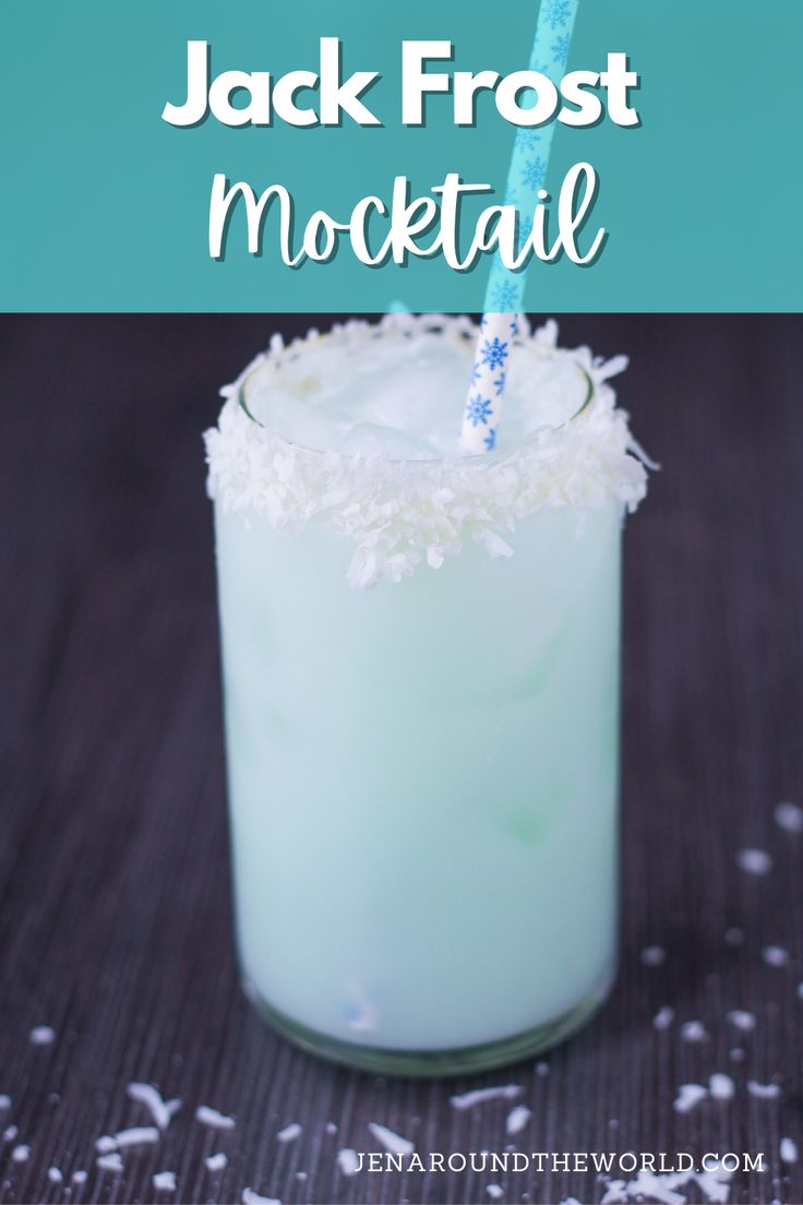 This non-alcoholic Jack Frost Mocktail is a replica of the boozy Jack Frost – but without the alcohol! This winter drink is super festive and frosty! The blue color looks just like a cold winter day and will be a hit at all your winter gatherings this year. Cotton Candy Non Alcoholic Drink, Winter Onederland Drink Ideas, Natural Blue Drink, Winter Wonderland Mock Tails, Jack Frost Mocktail Recipe, Cool Drink Ideas Non Alcoholic, Jack Frost Mock Tail, Winter Drink Recipes Non Alcoholic, Non Alcoholic Blue Drinks