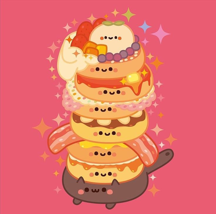 a stack of donuts sitting on top of each other in front of a pink background