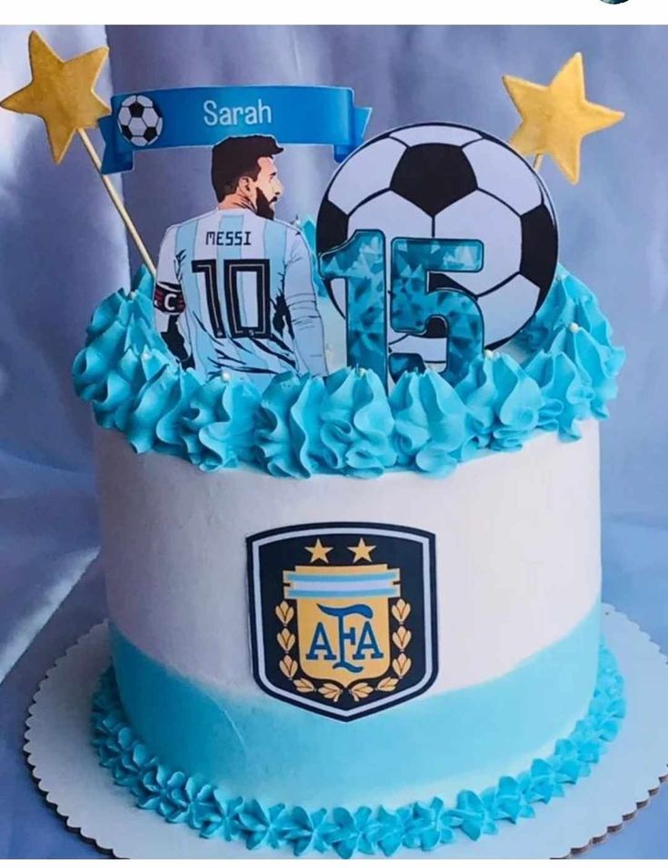 a birthday cake with a soccer ball on top