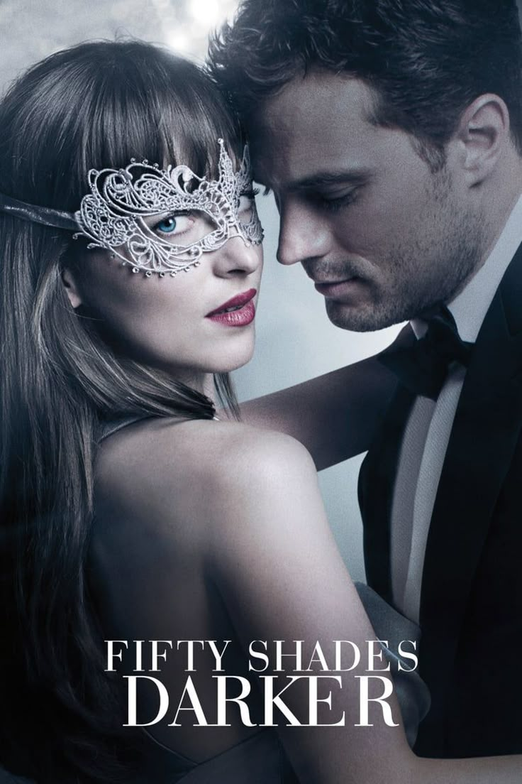 a man and woman in masquerades with the caption fifty shades darker