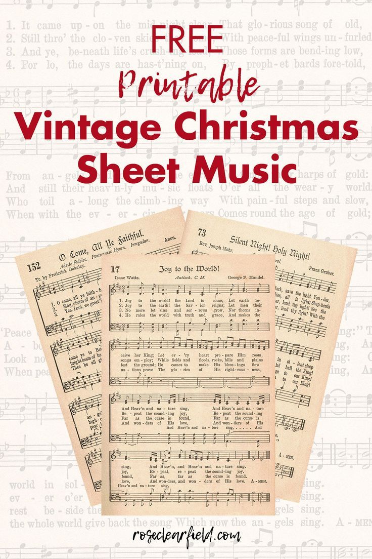 three sheet music sheets with the words free printable vintage christmas sheet music on them