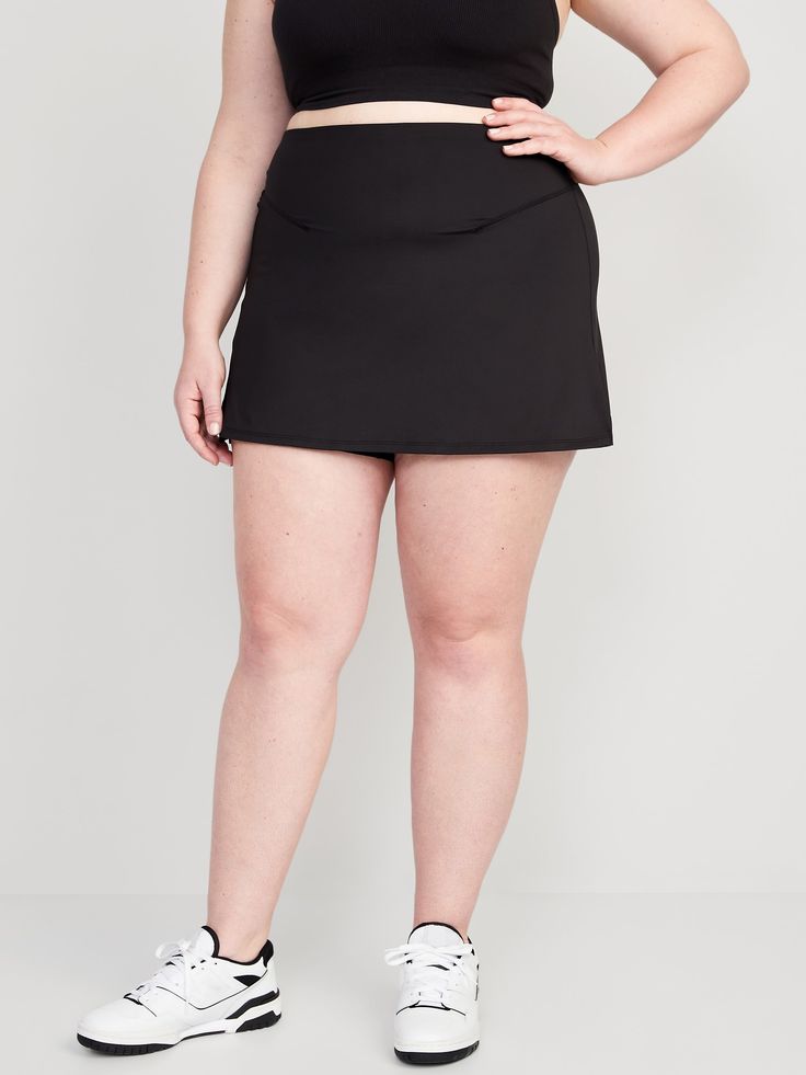 Power up in our PowerSoft skort -- light compression fabric meets a ridiculously smooth, peachy-soft feel Elasticized extra high-rise waistband, with light-reflecting Old Navy Active logo at center back.  Quick-drying, breathable woven skirt dries in Activewear With Built-in Shorts And 4-way Stretch, Solid Color Athleisure Shorts With 5-inch Inseam, 4-way Stretch Tennis Skirt With Built-in Shorts For Workout, Casual Tennis Skirt With Built-in Shorts For Training, Black Tennis Skirt With Built-in Shorts, Sporty Swim Skirt With 4-way Stretch And Built-in Shorts, Sports Bottoms With Wide Waistband And 5-inch Inseam, Functional Black Tennis Skirt With Built-in Shorts, Versatile Mid-thigh Athletic Shorts With Built-in Shorts