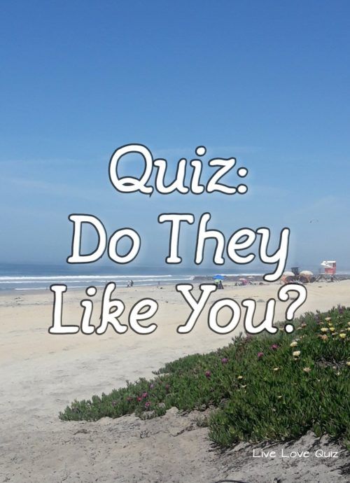 a beach with the words quiz do they like you?