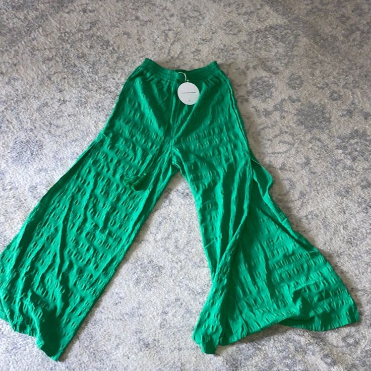 Vacay Beach Flowy Pants. New, Never Worn. It’s Fall Season But We’re Still Booking Flights . Slits On Both Ends Of Legs. For Casual Wear Or Over Bathing Suits. Green Wide-leg Loungewear Pants, Green Loungewear Bottoms For Summer, Green Summer Loungewear Bottoms, Chic Green Bottoms For Loungewear, Green Ankle-length Wide Leg Pants For Loungewear, Green Wide Leg Ankle-length Pants For Loungewear, Green Wide-leg Pants With Elastic Waistband, Green Stretch Bottoms For Loungewear, Stretch Green Bottoms For Loungewear