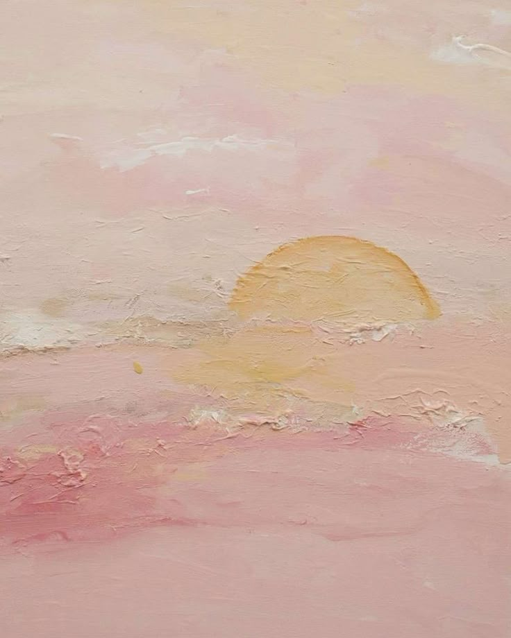 an abstract painting with pink and yellow colors