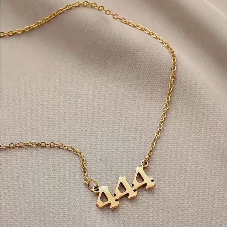 New In Package And Comes With Box Angel Number 444 Protection Gold Plated 444 Gold Necklace, 444 Jewelry, 444 Necklace, 444 Angel Number, Angel Number 444, Angel 444, Style 2025, Number Jewelry, Angel Number