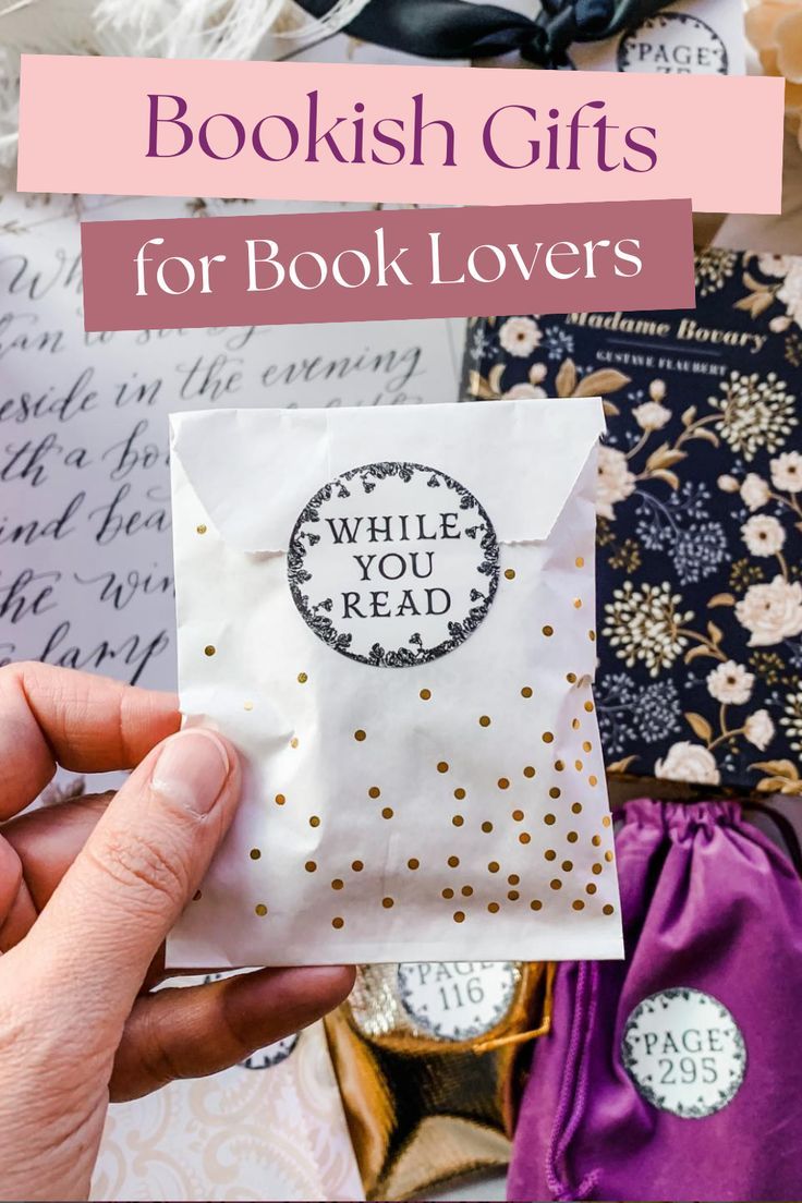 a person holding up a book with the words, bookshelf gifts for book lovers