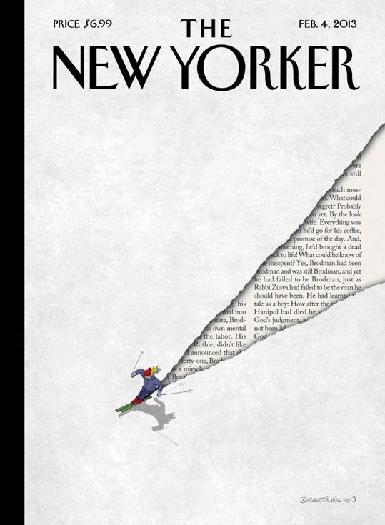 an advertisement for the new yorker magazine with a skier on it's skis