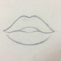 a pencil drawing of a mouth with long, thin lips on it's side