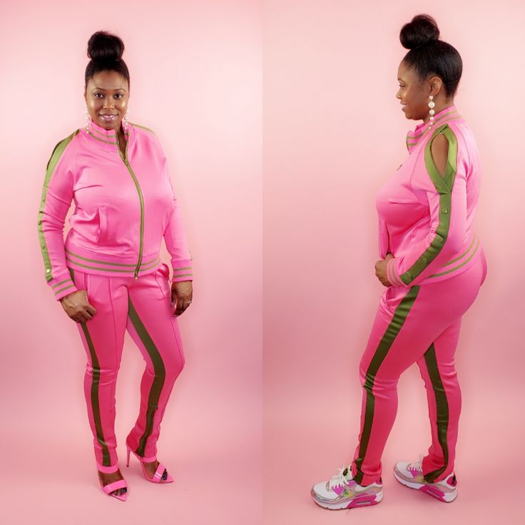 Pink Sportswear Tracksuit, Pink Athleisure Tracksuit For Jogging, Pink Long Sleeve Tracksuit For Jogging, Pink Long Sleeve Activewear For Jogging, Pink Sportswear Tracksuit For Jogging, Pink Tracksuit For Sports In Spring, Trendy Pink Tracksuit For Loungewear, Pink Trendy Tracksuit For Loungewear, Pink Fitted Activewear For Jogging