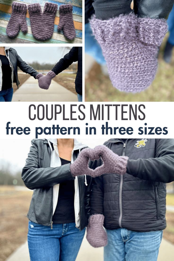 crochet mittens are free pattern in three sizes