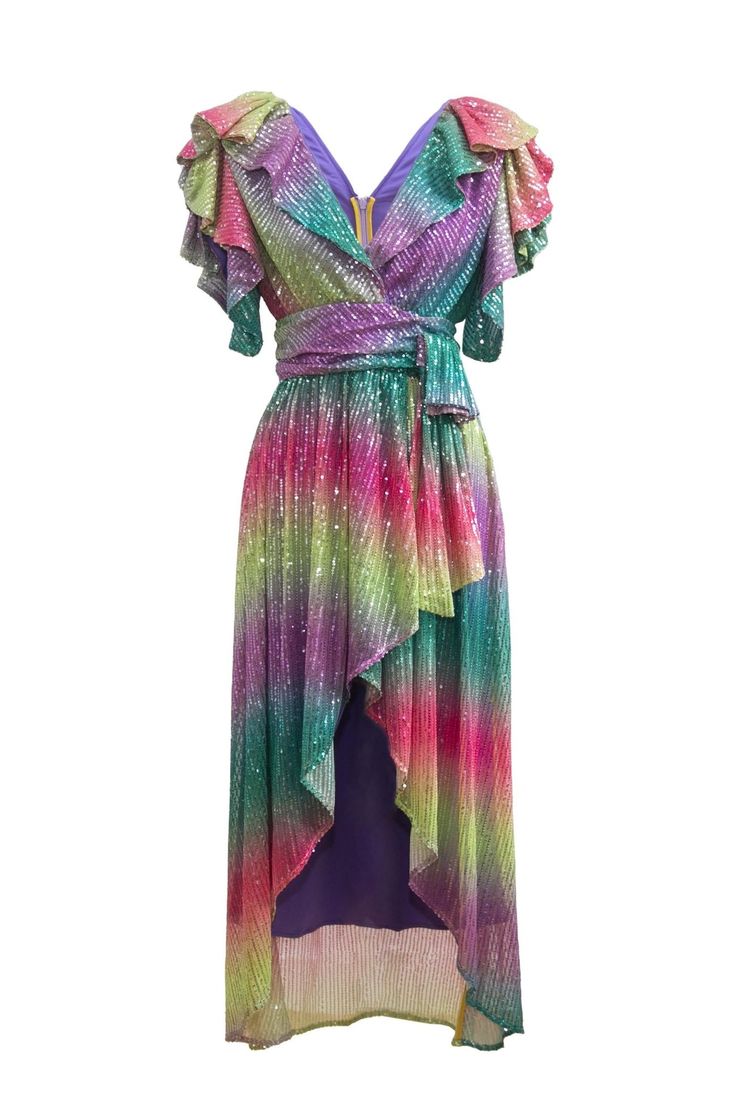 Opal Dress, Gold Strappy Sandals, Ruffled Midi Dress, Metallic Rainbow, Rainbow Opal, Rainbow Dress, Sequin Maxi Dress, Midi Ruffle Dress, Sequin Maxi